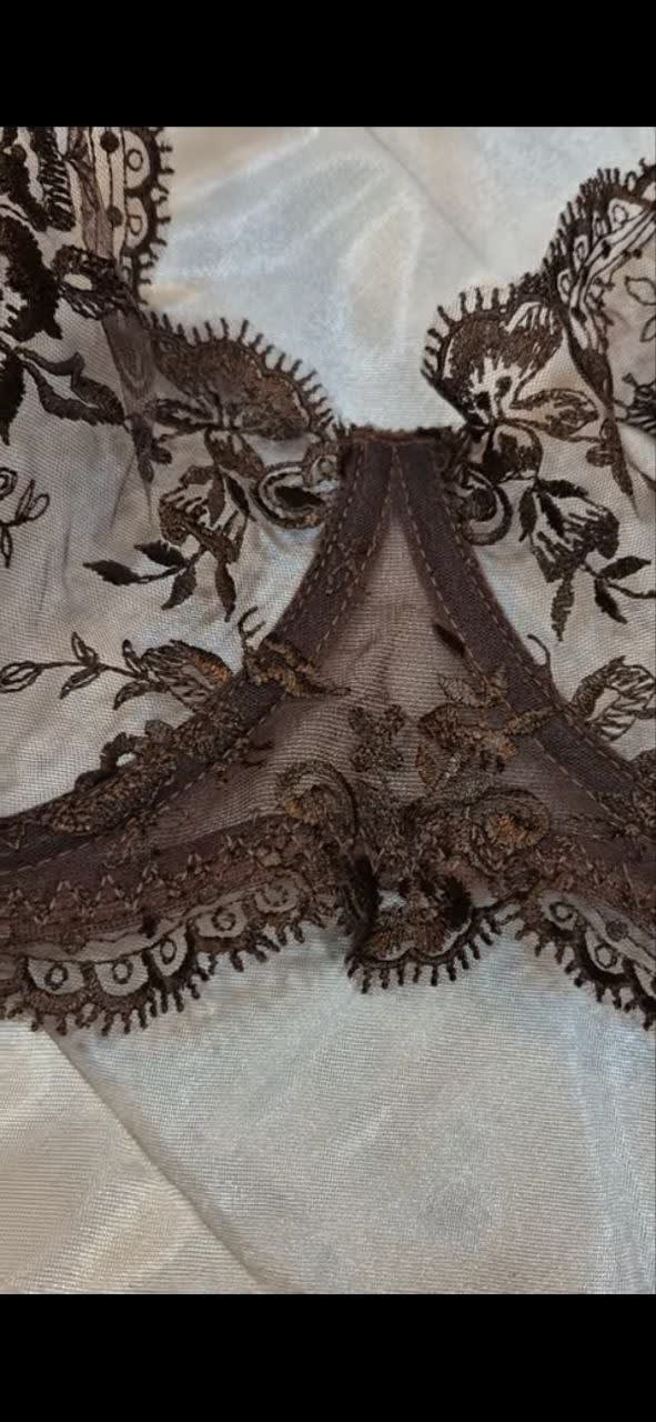 Premium kahverengi çiçek işlemeli balenli sütyen takımı