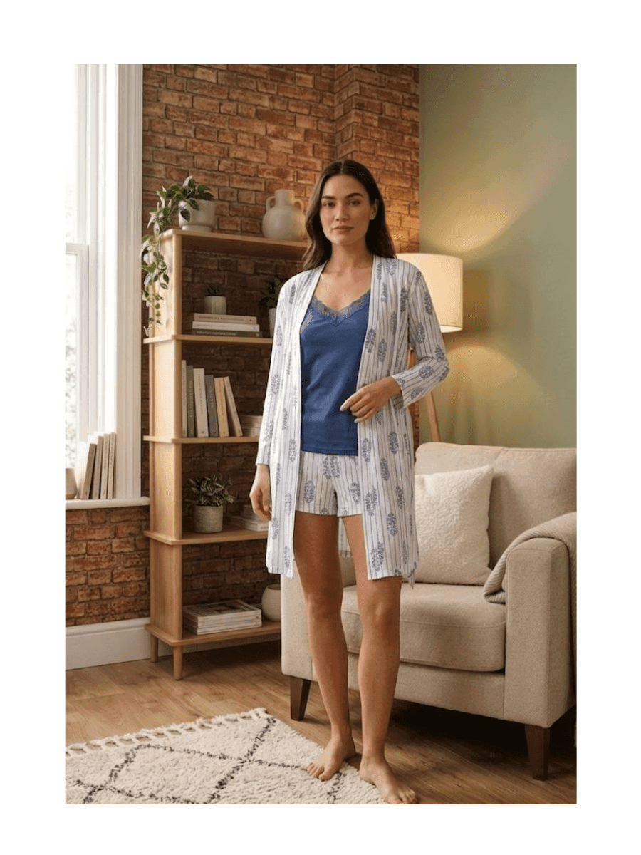 Pierre Cardin “Blue Serenity” – Premium 3’lü Pijama Takımı