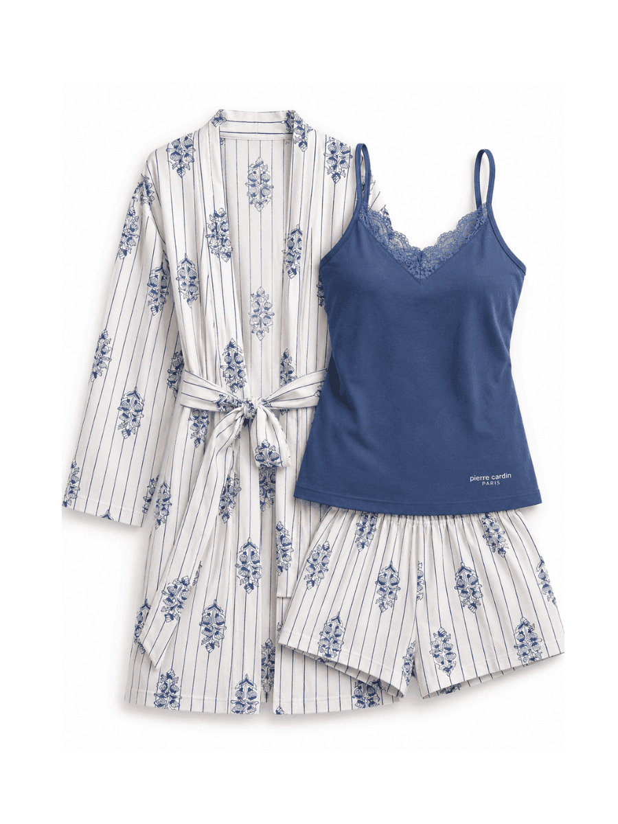 Pierre Cardin “Blue Serenity” – Premium 3’lü Pijama Takımı